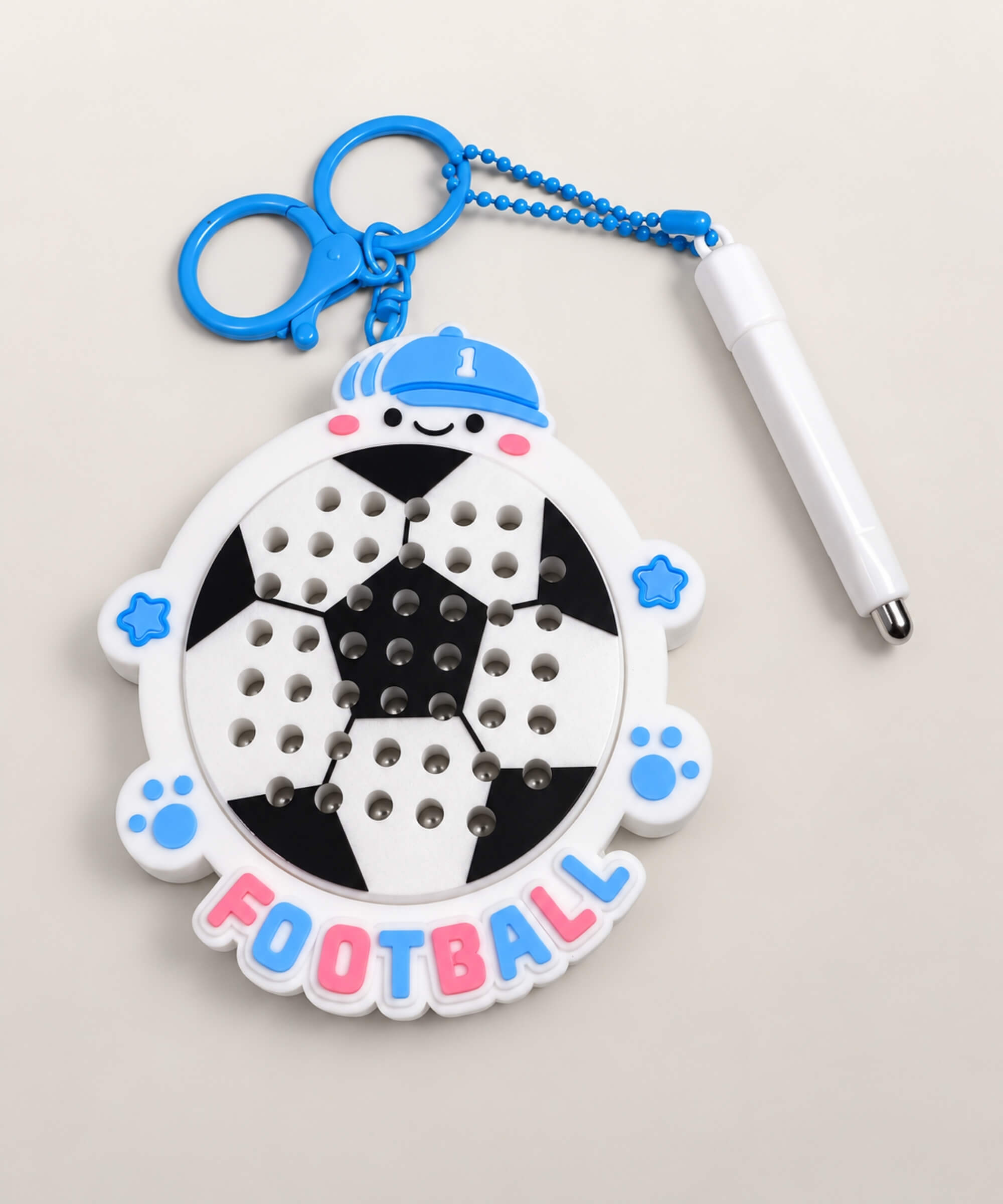 Football magnetic bead drawing keychain with white magnetic pen
